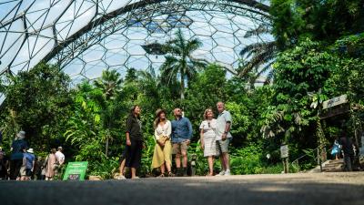 Tour guide showing visitors the Rainforest Biome